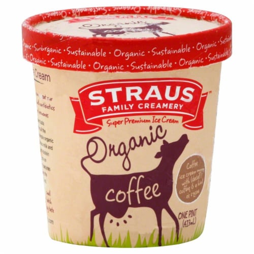 Straus Family Organic Coffee Ice Cream Perspective: front