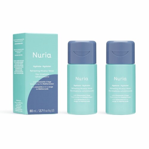 Nuria - Hydrate Refreshing Micellar Water, No-Rinse Makeup Remover Water with Sage Leaf Oil, Perspective: front