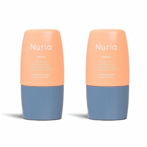 Nuria Defend Matte Finish Moisturizer SPF 30, Mineral Sunscreen Moisturizer with Peach Perspective: front