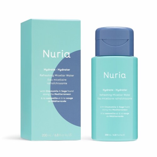 Nuria - Hydrate Refreshing Micellar Water, No-Rinse Makeup Remover Water with Sage Leaf Oil, Perspective: front