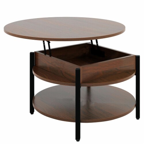 FABATO Lift Top Round Coffee Table with Storage Hidden Compartment Espresso 1 Piece King Soopers