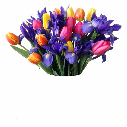 30-Stem Tulip-Iris Duet (Approximate Delivery is 1-3 Days) Perspective: front