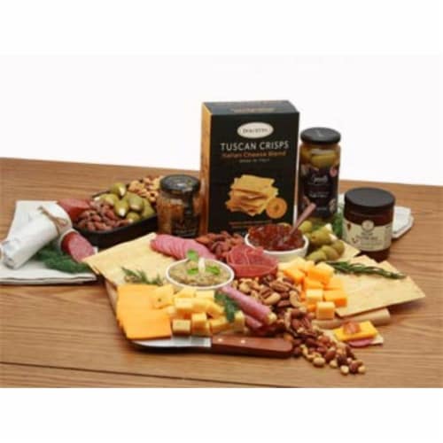 Classic Gourmet Cheese and Snacks Charcuterie Board - meat and cheese gift baskets Perspective: front