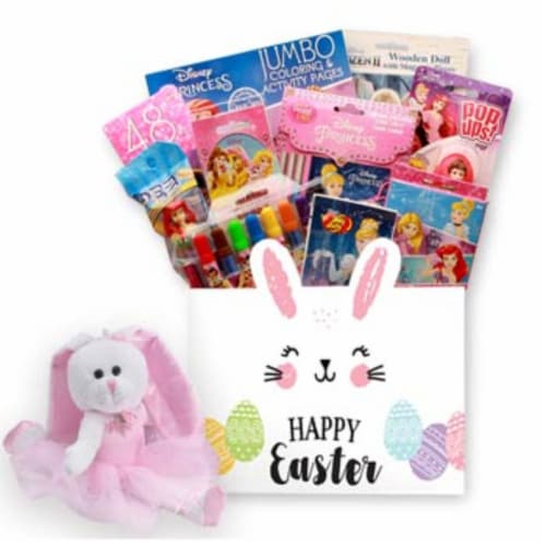 Disney Princess Easter Gift Box w- Easter Bunny Plush- Easter Basket for child Perspective: front
