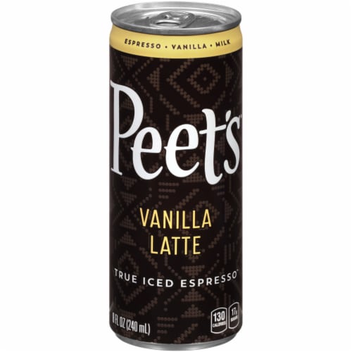 Peet's Vanilla Latte True Iced Espresso Coffee Drink Perspective: front
