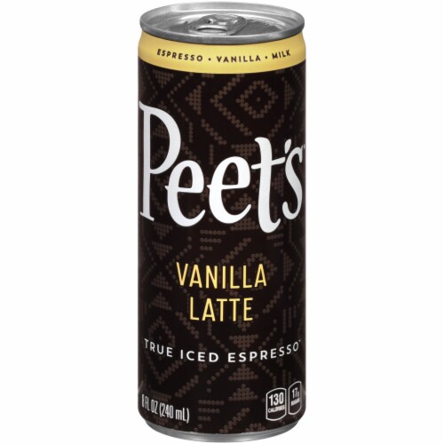 Peet's Vanilla Latte True Iced Espresso Coffee Drink Perspective: front