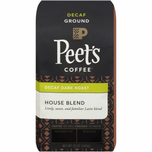Peet's Coffee Decaf House Blend Dark Roast Ground Coffee Perspective: front