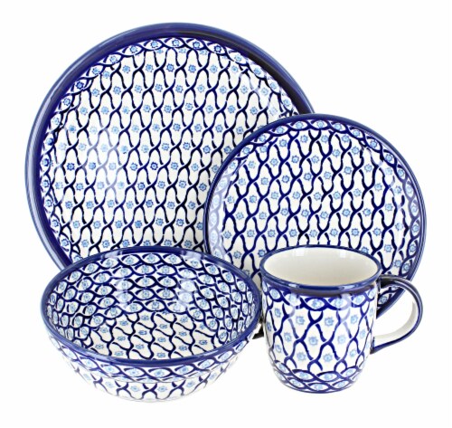 Blue Rose Polish Pottery Atlas 4 Piece Place Setting - Service for 1 Perspective: front