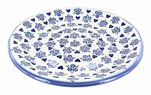 Blue Rose Polish Pottery Sweet Heart Dinner Plate Perspective: front