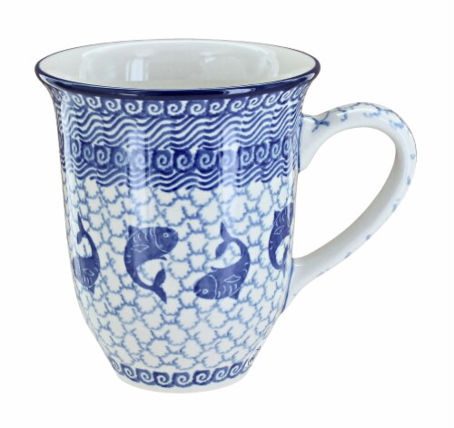 Blue Rose Polish Pottery Mosaic Beach Yin-Yang Fish Dish