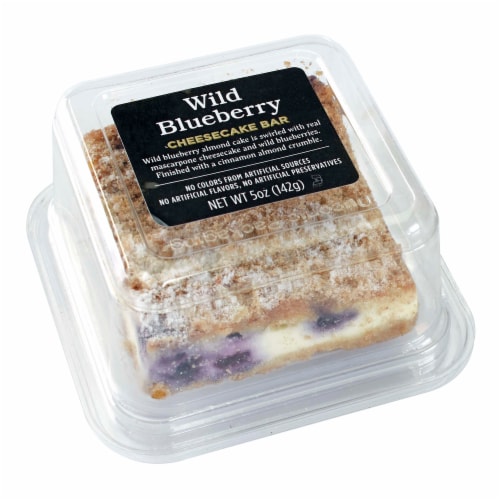 Atlanta Cheesecake Company Wild Blueberry Mascarpone Cheesecake Bar Perspective: front