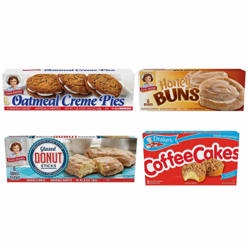 Breakfast Variety Pack: LD Oatmeal Creme Pies, Honey Buns, Donut Sticks, Drake's Coffee Cakes Perspective: front