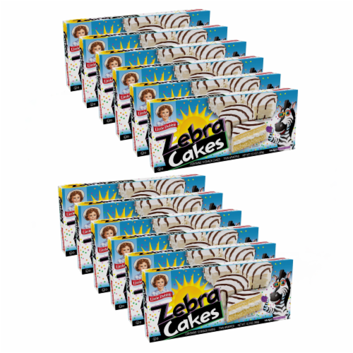 Little Debbie Zebra Cakes, 12 Boxes, 60 Twin-Wrapped Cakes with Crème Filling and White Icing Perspective: front