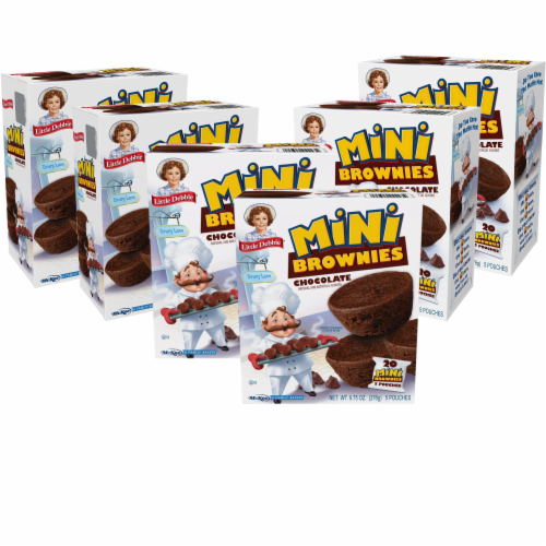 Little Debbie Mini Brownies, 6 Boxes, 30 Travel Pouches of Bite Size Chocolate Brownies Perspective: front