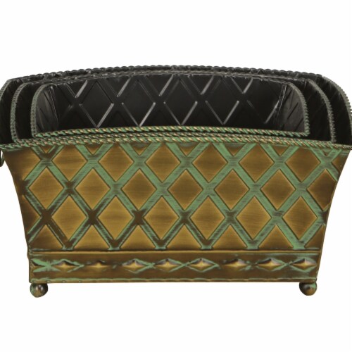 Cheungs 5065-3 Rectangular Metal Planter - Set of 3 Perspective: front