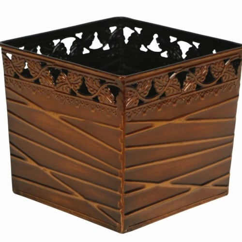 Cheungs 5068B Square Metal Bronze Planter Perspective: front
