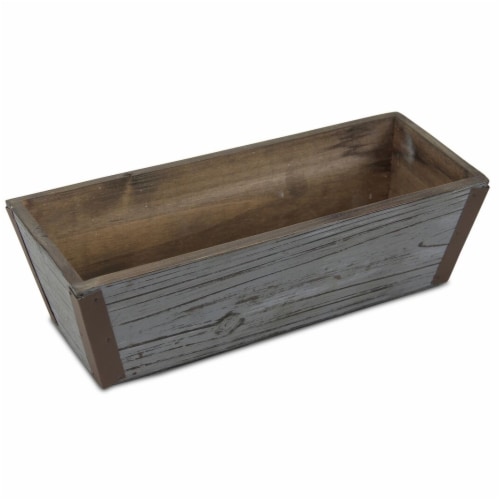 Cheungs FP-3504-12GW 12 in. Gray Wash Wooden Ledge Planter Perspective: front