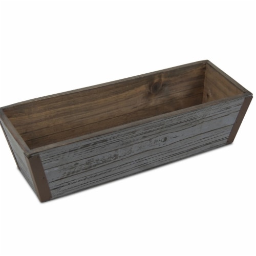 Cheungs  14 in. Gray Wash Wooden Ledge Planter Perspective: front