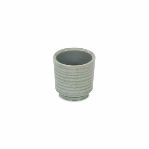 Cheungs 5660GRN Celadon Rippled Ceramic planter, Green Perspective: front