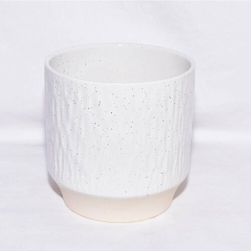 Cheungs  Rippled Ceramic Planter&#44; White Perspective: front
