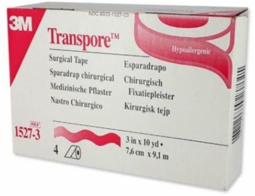 3M Nexcare First-Aid Transpore Clear Tape - 3 Inches X 10 Yards - 4 Pieces Perspective: front