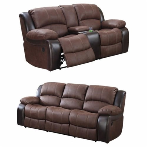 EMotion Furniture Fabric Recliner Sofa & Loveseat with Console in
