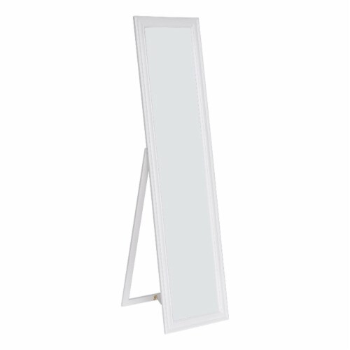 Milton Greens Stars Inc Modern Wood Full Length Standing Mirror in White Perspective: front