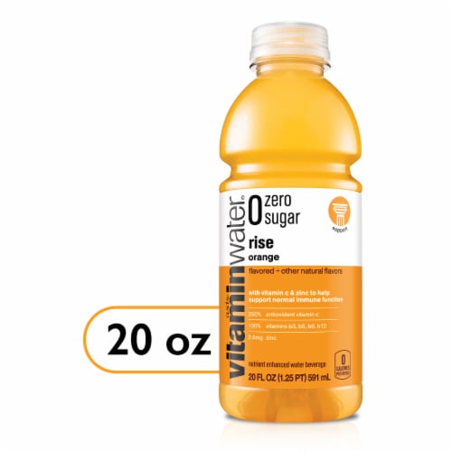 Vitaminwater® Zero Sugar Rise Orange Flavored Bottled Water Perspective: front