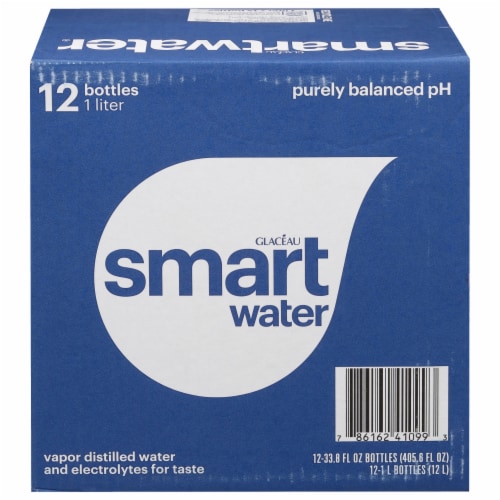 Smartwater Vapor Distilled Premium Water Bottles, 1 Liter, 12 Pack