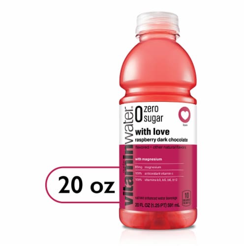 Vitaminwater® With Love Raspberry Dark Chocolate Flavored Bottled Water Perspective: front