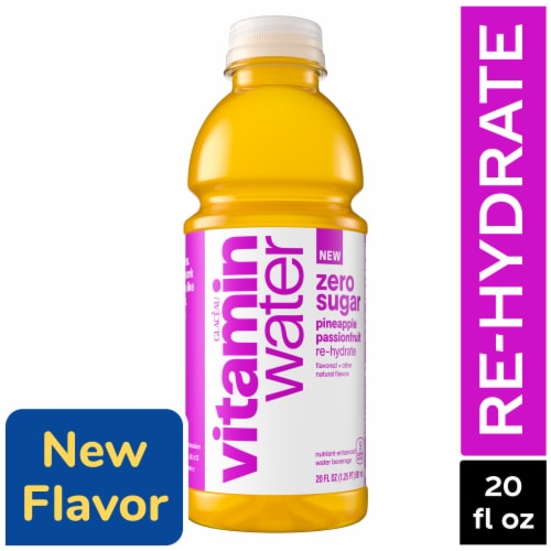 vitaminwater® Re-Hydrate Pineapple Passionfruit Zero Sugar Flavored Bottled Water Beverage Perspective: front