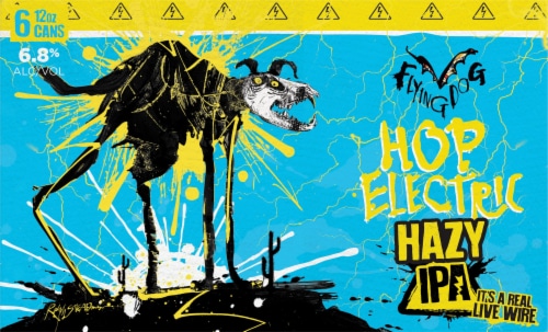 Flying Dog Hop Electric Hazy IPA Beer Perspective: front