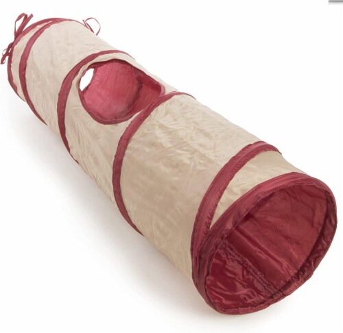 SmartyKat Crackle Chute Tunnel Pet Toy for Cats & Kittens - Tan/Red, One Size Perspective: front