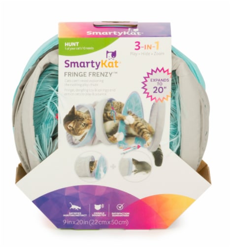 SmartyKat Fringe Frenzy Cat Tunnel Toy Perspective: front