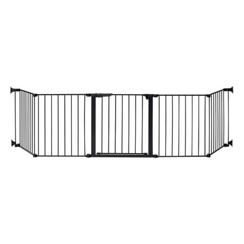 KidCo Custom Fit Auto Closing HearthGate Baby or Fireplace Gate Enclosure, Black Perspective: front