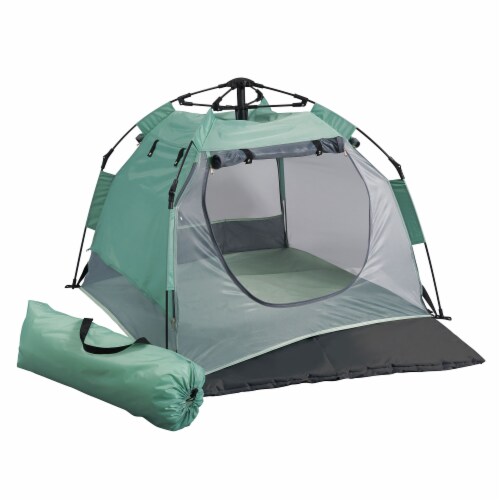 KidCo PeaPod Camp Lightweight Portable Baby Toddler Travel Bed Tent, Seafoam Perspective: front