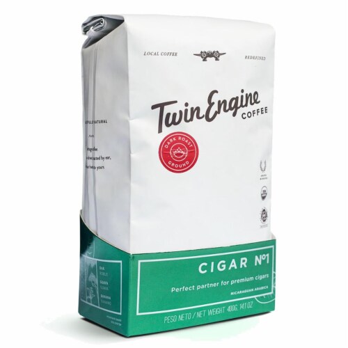 Twin Engine Coffee 235689 14 oz No.1 Organic Cigar Dark Ground Coffee Perspective: front
