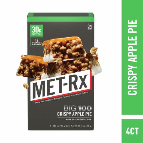 MET-Rx® Big 100 Crispy Apple Pie Protein Bars Perspective: front