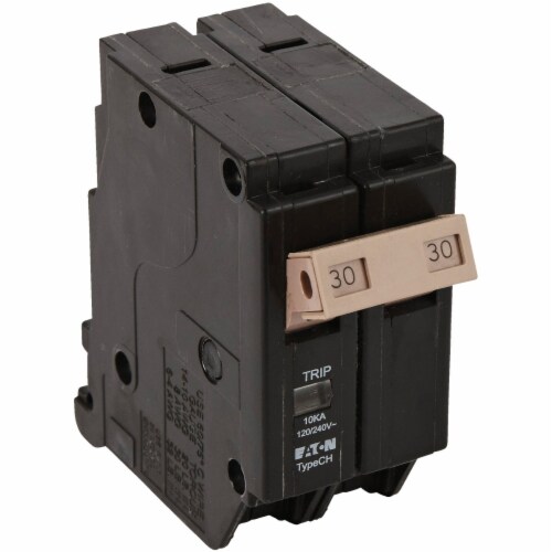 Eaton Cutler-Hammer 2-Pole 30-Amp Circuit Breaker - Black Perspective: front