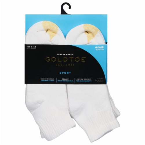 GOLDTOE® Men's Cotton Sport Quarter Socks - White, 6 - 12.5