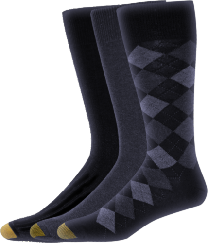 GOLDTOE® Men's Double Argyle Casual Socks - 3 Pack - Navy/Denim/Navy Perspective: front
