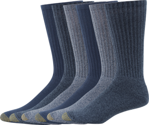 GOLDTOE® Men's Harrington Crew Socks - 6 Pack - Denim/Navy/Chambray Perspective: front