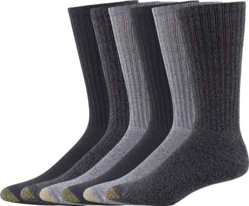 GOLDTOE® Men's Harrington Crew Socks - 6 Pack - Gray/Charcoal/Gray Perspective: front