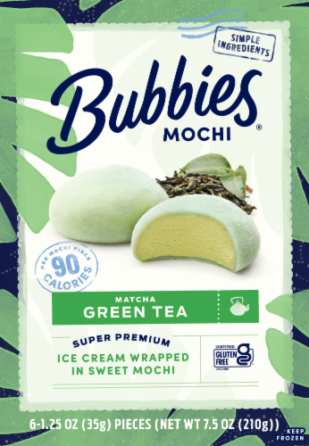 Bubbies Hawaii Green Tea Mochi Premium Ice Cream Perspective: front