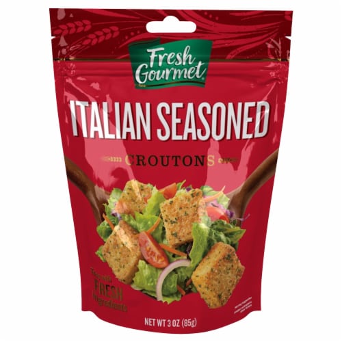 Fresh Gourmet Italian Seasoned Croutons Perspective: front