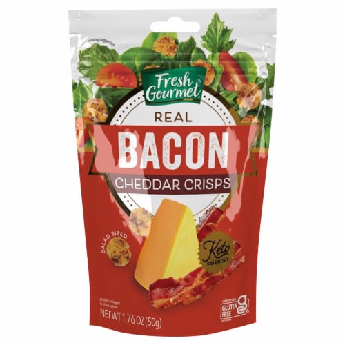 Fresh Gourmet Bacon Cheddar Gluten Free Salad Crisps Perspective: front