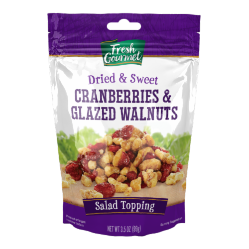 Fresh Gourmet® Cranberries & Glazed Walnuts Salad Topping Perspective: front