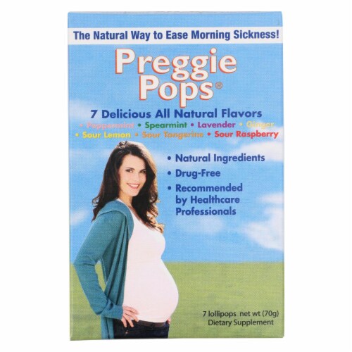Preggie Pops Peppermint Spearmint Lavender Ginger Sour Lemon Sour Tangerine Sour Raspberry Perspective: front