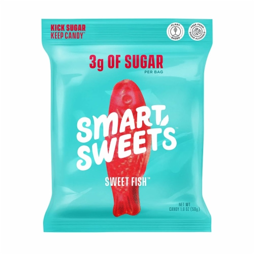 Smart Sweets Sweet Fish Low Sugar Gummy Candy Plant-Based, 1.8oz. (Pack of 1) Perspective: front