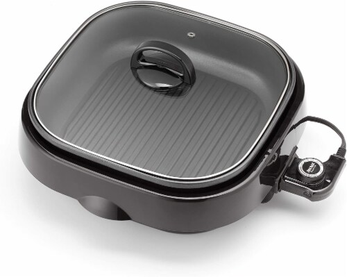 Aroma Housewares ASP-218B Grillet 4Qt. 3-in-1 Cool-Touch Electric Indoor Grill Portable, Dis Perspective: front